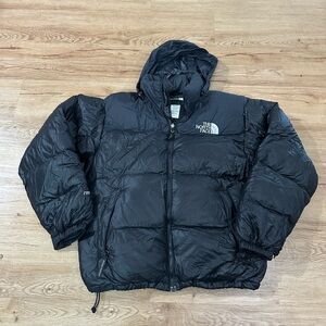The North Face Nuptse 700 Down Puffer Jacket Mens Medium Black Hooded Coat